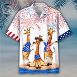 Giraffe Hawaiian Shirt For Independence’s Day, Happy 4Th Of July Patriotic Giraffe Hawaii Aloha Beach Shirt Full Print