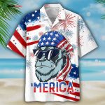 Gorila Hawaiian Shirt For Independence’S Day, Usa Flag Pattern Merica Hawaiian Shirt, Patriotic Hawaii Shirt