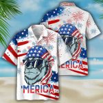 Gorila Hawaiian Shirt For Independence’S Day, Usa Flag Pattern Merica Hawaiian Shirt, Patriotic Hawaii Shirt