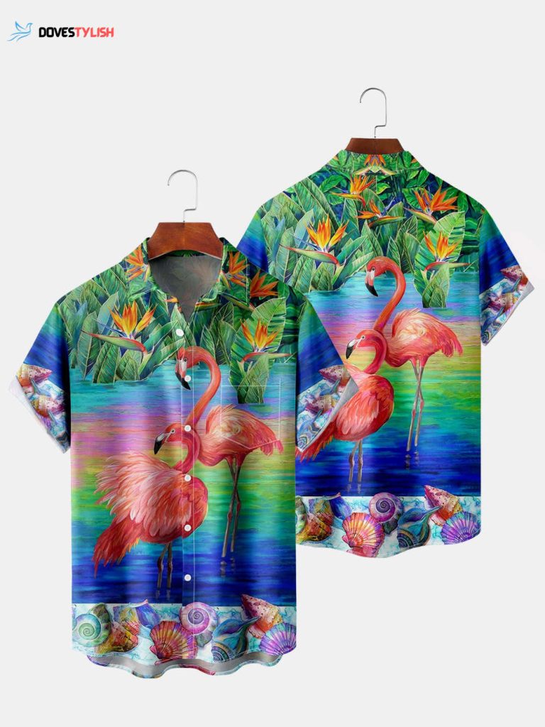 Gradient Flamingo Hawaiian Shirt, Flamingo Lover Hawaii Shirt, Full Print Button Down Shirt