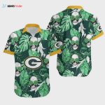 Green Bay Packers Coconut Leaves And Skulls Hawaiian Shirt