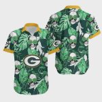 Green Bay Packers Coconut Leaves And Skulls Hawaiian Shirt