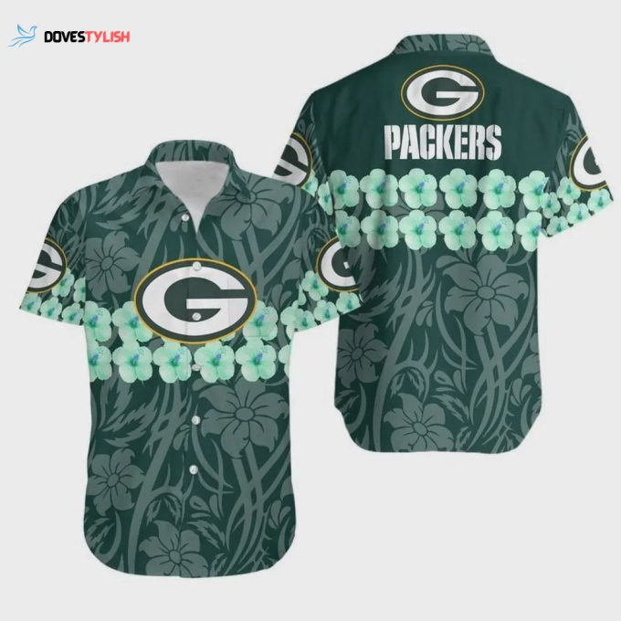 Green Bay Packers Flower And Logo Hawaiian Shirt