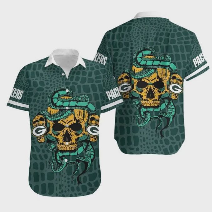 Green Bay Packers Snake And Skull Hawaiian Shirt