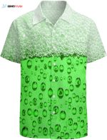 Green Hawaiian Shirt Four Leaf Clover Shirt Patrick’s Day Aloha Shirt