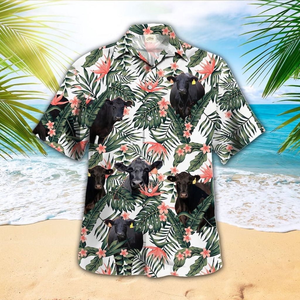 Hawaiian Shirt For Cow Lovers Black Angus Shirt, Cattle Tropical Hawaiian Shirt, Farm Lovers Shirt, Short Sleeve Hawaiian Aloha Shirt