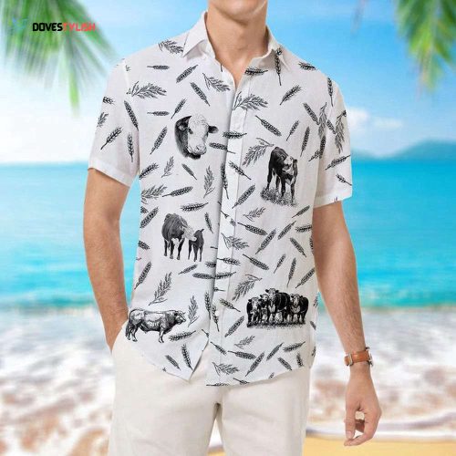 Hereford Cattle Lovers Blue Tribal Hawaiian Shirt, Unisex Print Aloha Short Sleeve Casual Shirt