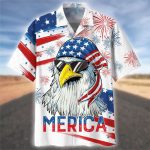 Independence Day Hawaiian Shirts, Cool Eagle American Flag Hawaii Beach Shirt For Summer, Happy 4Th Of July Hawaii Shirt Gift