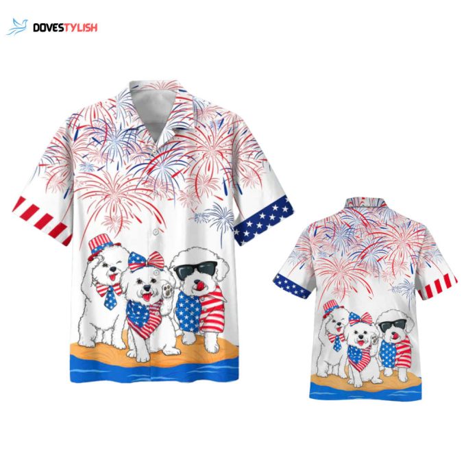 Independence In Coming Bichon Frise Alloha Hawaii Shirts For Men And Woman, American Usa Flag Hawaii Dog Shirts