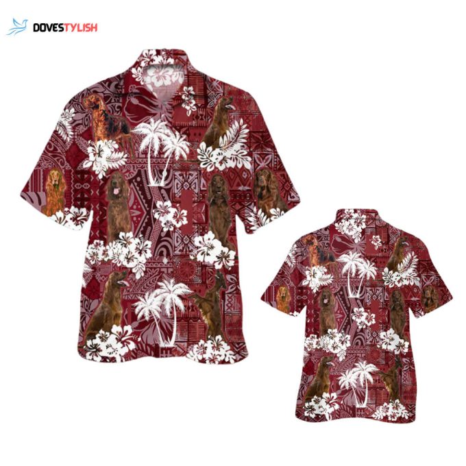 Irish Setter Hawaiian Shirt Red Tribal Pattern