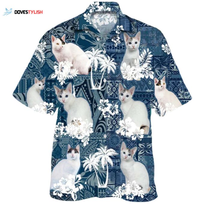 Japanese Bobtail Hawaiian Shirt, 3D Full Printed White Cat Hawaiian Shirt, Summer Aloha Beach Shirts