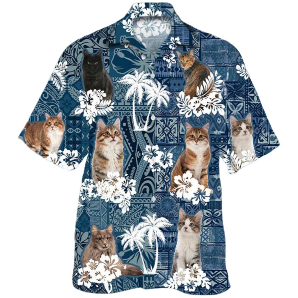 Kurilian Hawaiian Shirt, 3D All Over Printed Cat Hawaiian Shirt, Gift To Cat Lovers, Summer Aloha Beach Shirt