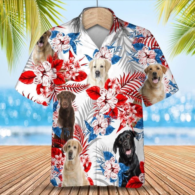 Labrador Retriever Hawaiian Shirt, Short Sleeve Dog Aloha Beach Shirt For Summer