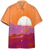 Lesbian Pride Sunrise Hawaiian Shirt, Hawaiian Pocket Shirt Unisex Full Print For Tropical Summer Holiday Vacation Full Size