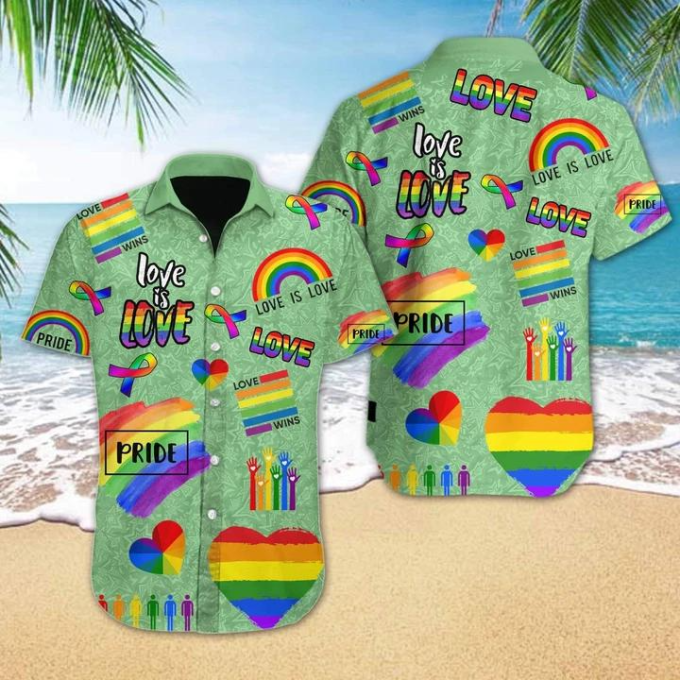 Lgbt Love Is Love Hawaiian Shirt, Love Wins Pride Rainbow Hawaiian Shirt, Gift To Couple Lesbian