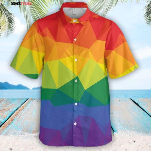 Lgbt Polygon Pattern Hawaiian Shirt For Men And Women, Rainbow Color Hawaiian Shirt