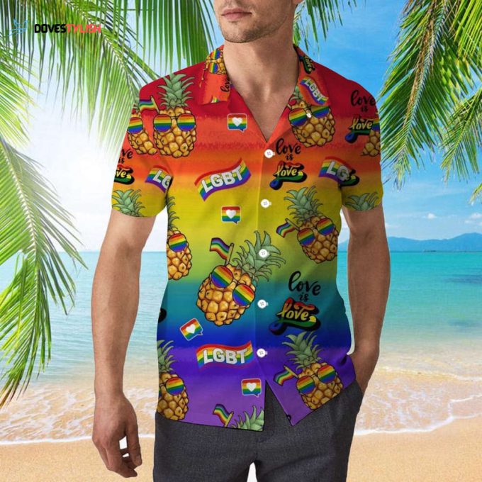 Lgbt Pride Hawaiian Shirts For Gaymer And Lesbian Couple, Pride Hawaiian Gifts, Pineapple Pride Hawaiian Shirt For Lgbtq