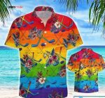 LGBT Pride Month Hawaiian Hockey, Rainbow Hockey Tropical Design Hawaiian Shirt For Gay