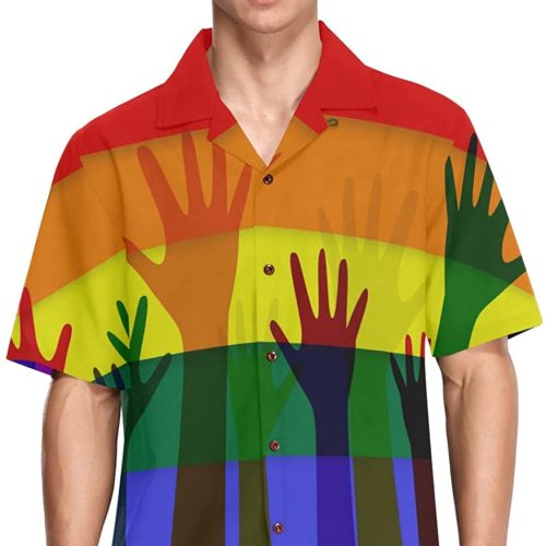 Lgbt Rainbow Flag Men’S Hawaiian Shirt, Pride Ally Hawaii Shirt, Ally Pride Hawaiian 3D Shirt