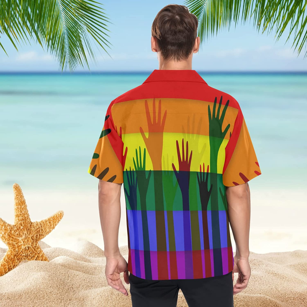 Lgbt Rainbow Flag Men’S Hawaiian Shirt, Pride Ally Hawaii Shirt, Ally Pride Hawaiian 3D Shirt