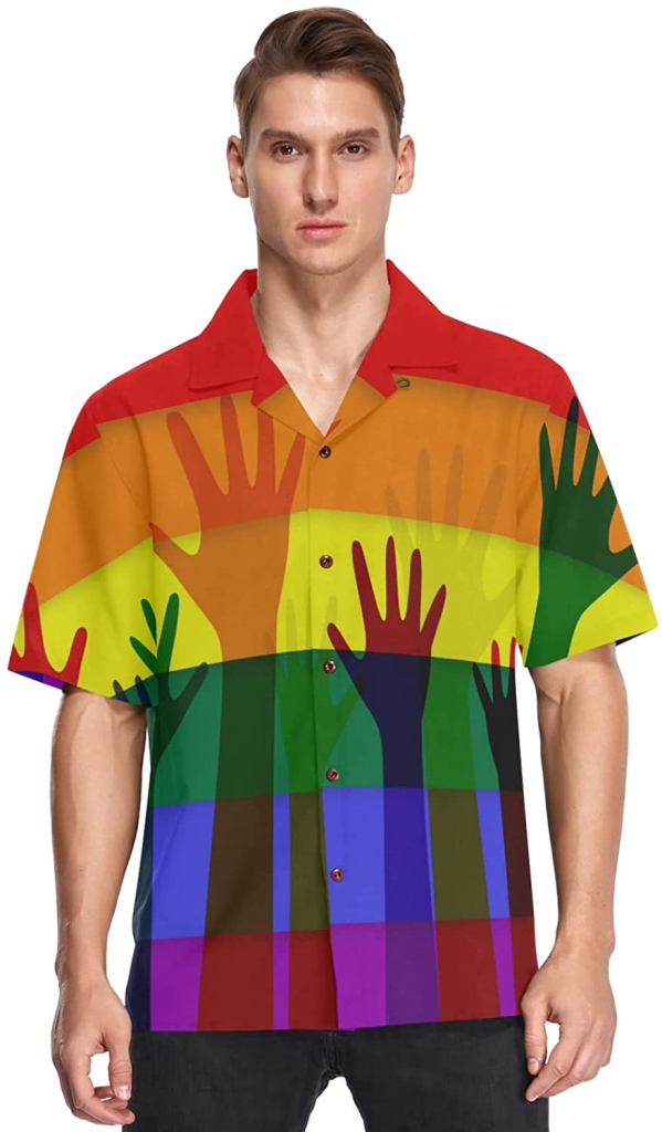 Lgbt Rainbow Flag Men’S Hawaiian Shirt, Pride Ally Hawaii Shirt, Ally Pride Hawaiian 3D Shirt