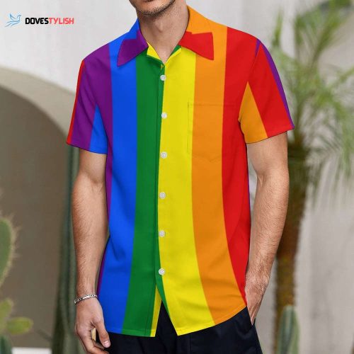 Lgbt Pride Rainbow Flag And Hearts Pattern Hawaiian Vintage Shirt Mens Button Down Tropical Hawaii Beach Shirts