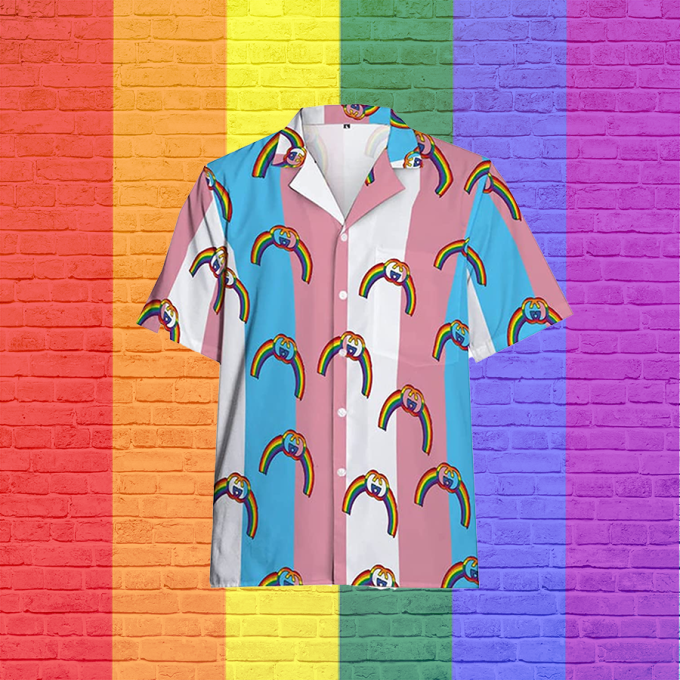 Lgbt Rainbow Hawaiian Shirts For Gay Man, Trans Pride Shirt, Summer Pride Hawaiian Shirts For Lesbian