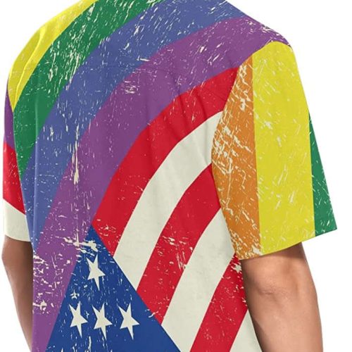 Lgbt Rainbow Gay Pride Flag Hawaiian Vintage Shirt Mens Button Down Plus Size Tropical Hawaii Beach Shirts