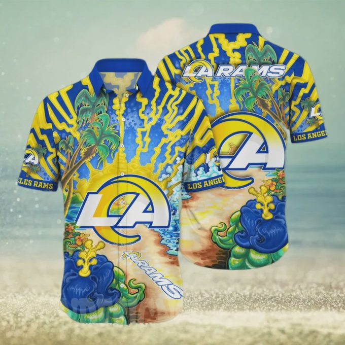 Los Angeles Rams Flower Colorful Printed Hawaiian Shirt