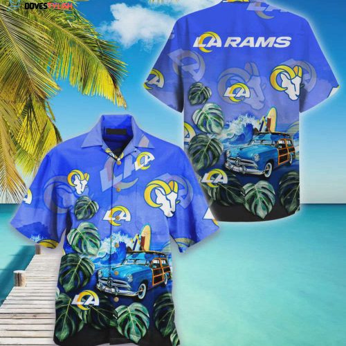 Los Angeles Rams Team Logo Pattern Hawaiian Shirt