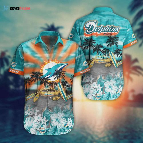 Miami Dolphins Mickey And Minnie Big Moon Hawaiian Shirt