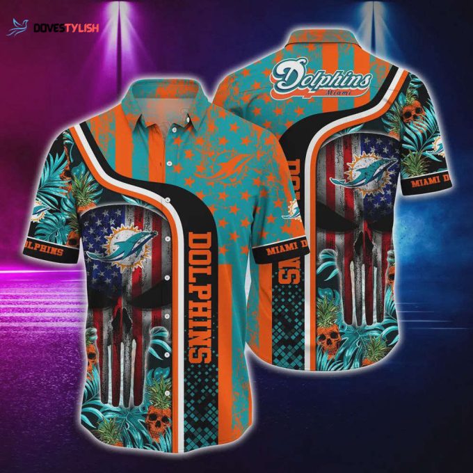 Miami Dolphins Skull Design Hawaiian Shirt