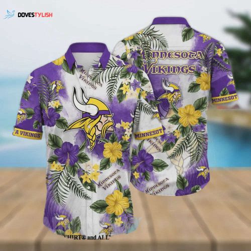 Minnesota Vikings Floral Full Print Unisex Hawaiian Shirt Unisex Gift Tee 2024