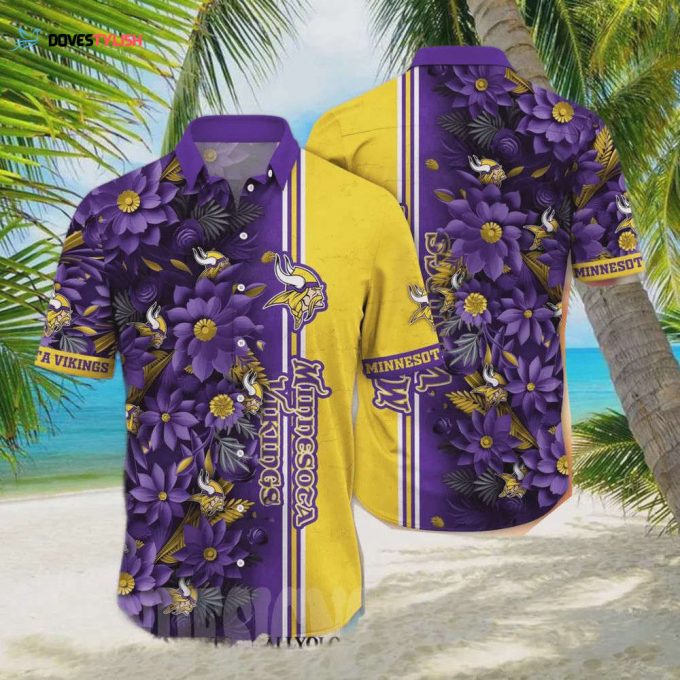 Minnesota Vikings Flower Tropical Hawaiian Shirt