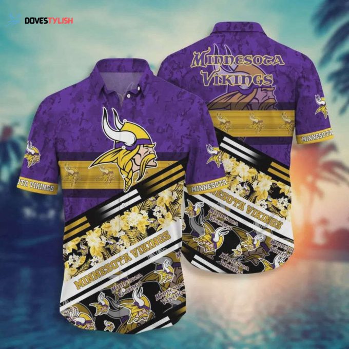 Minnesota Vikings Football Aloha Camo Pattern Hawaiian Shirt