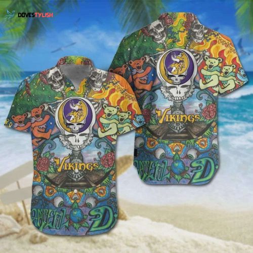 Minnesota Vikings Mickey And Flowers Hawaiian Shirt