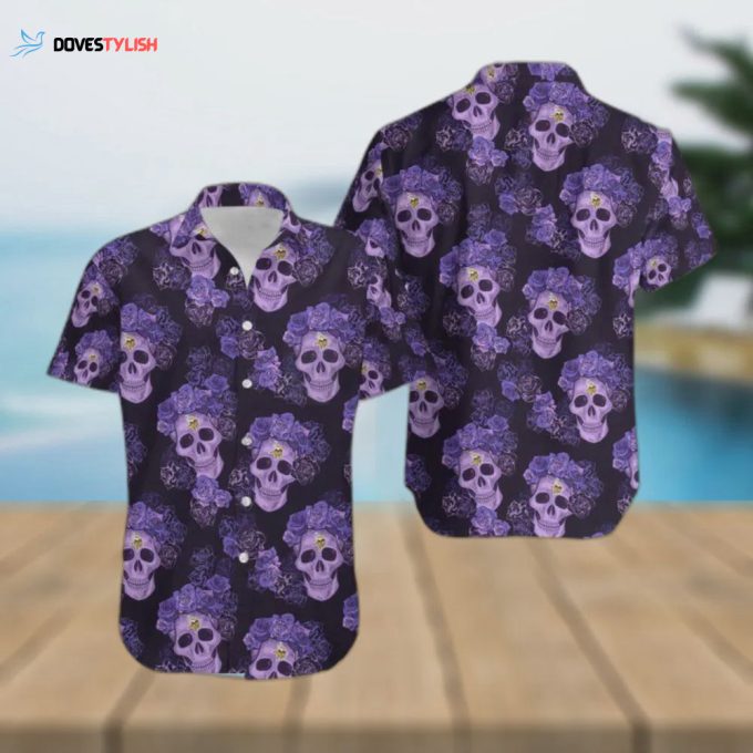 Minnesota Vikings Skull And Flower Funny Hawaiian Shirt