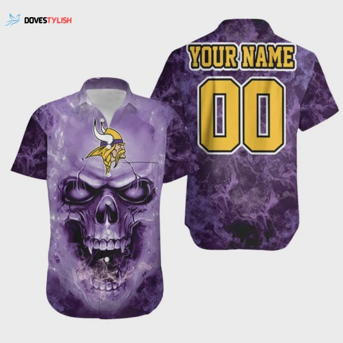 Minnesota Vikings Skull For Vikings Fan 3d Personalized Hawaiian Shirt