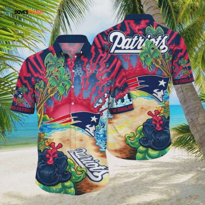 New England Patriots Beach Colorful Hawaiian Shirt