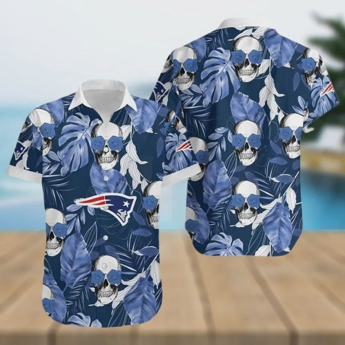 New England Patriots Coconut Leaves And Skulls Hawaiian Shirt