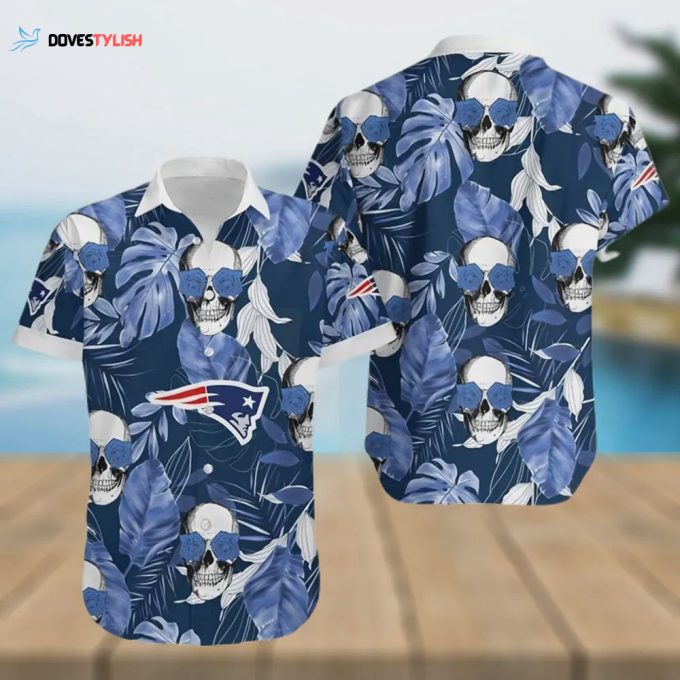 New England Patriots Coconut Leaves And Skulls Hawaiian Shirt