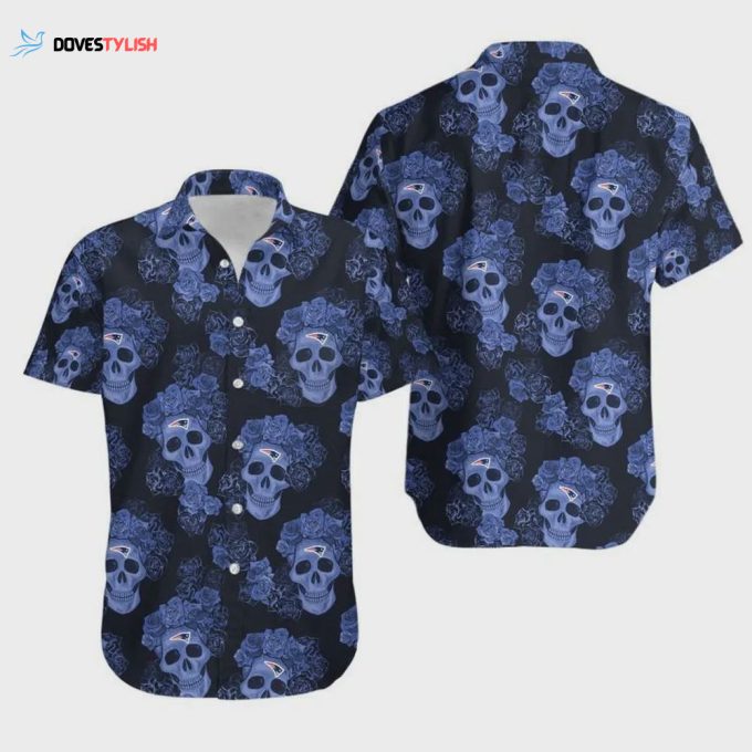 New England Patriots Mystery Skull And Flower Hawaiian Shirt