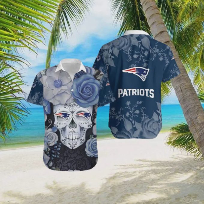 New England Patriots Skull Halloween Embrace Game Day Island Hawaiian Shirt