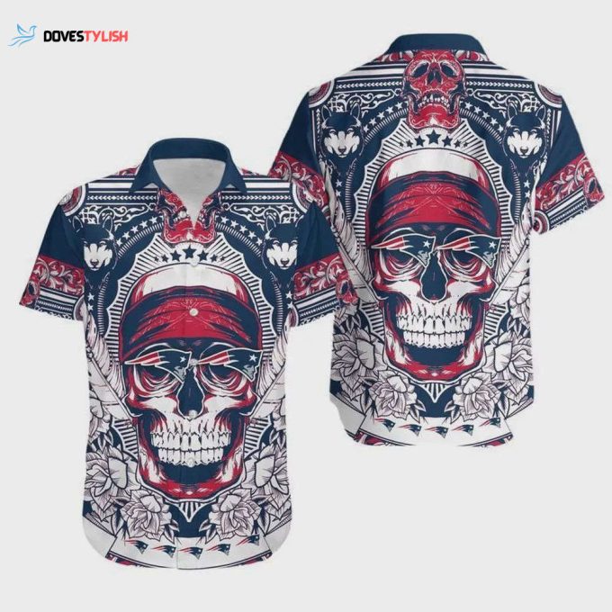 New England Patriots Skull NFL Retro Hawaiian Shirt