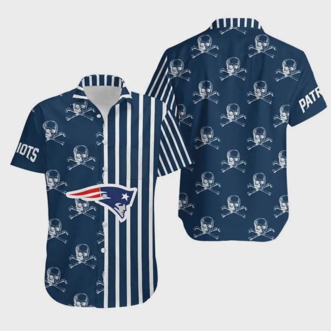 New England Patriots Stripes And Skull Hawaiian Shirt