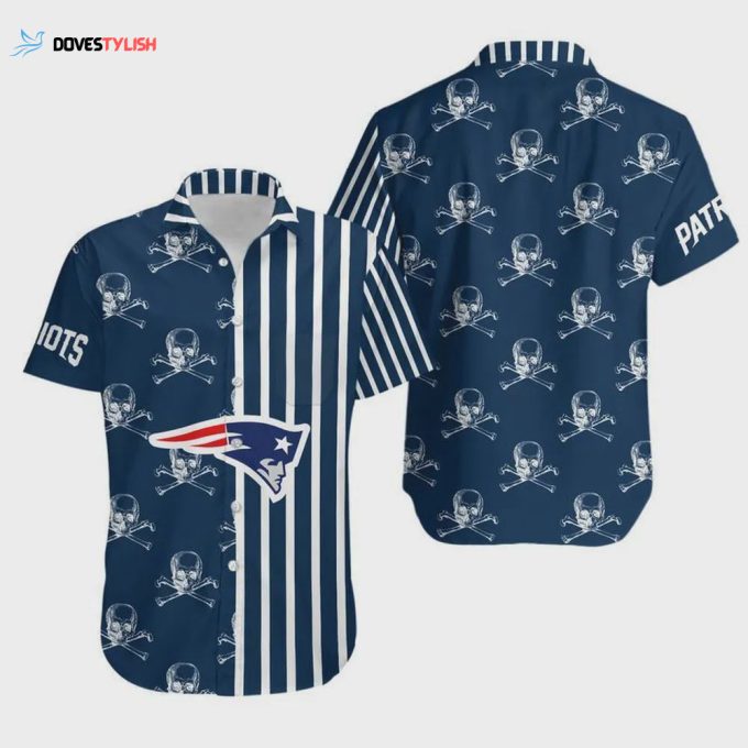 New England Patriots Stripes And Skull Hawaiian Shirt