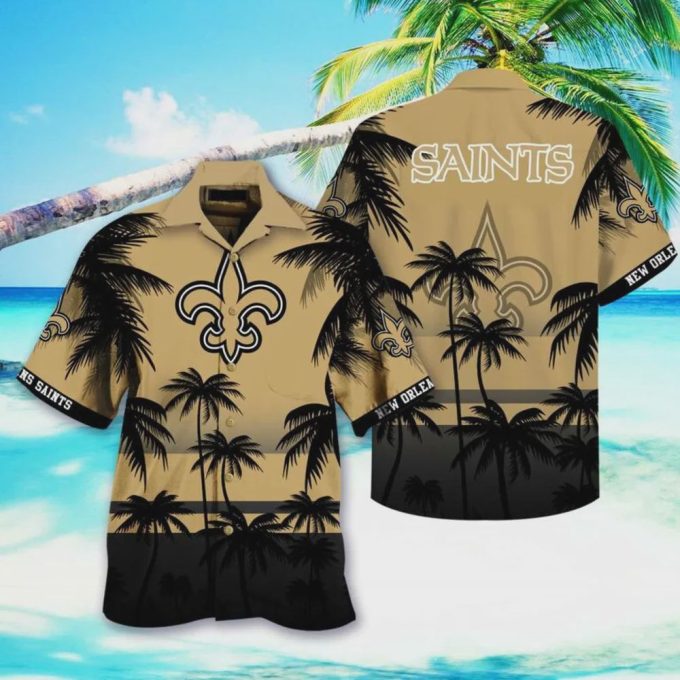 New Orleans Saints Coconut Tree Pattern Hawaiian Shirt