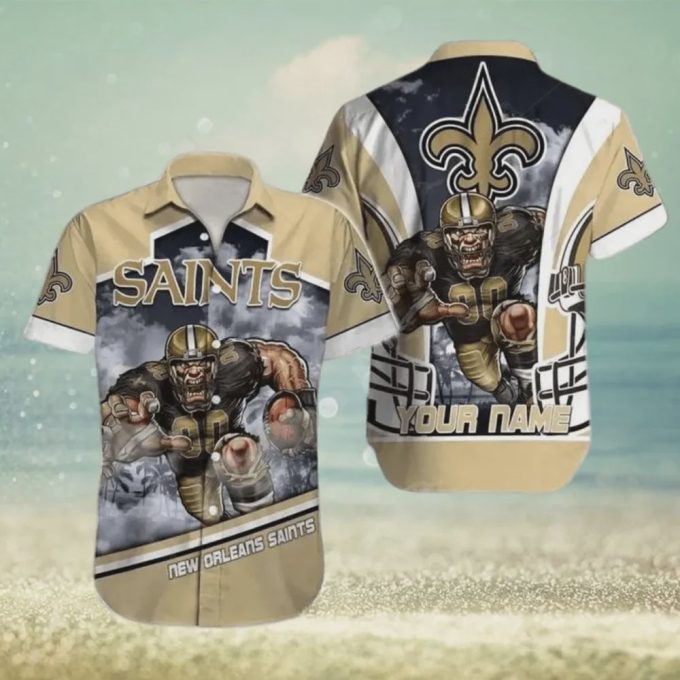 New Orleans Saints Football Custom Name Print Hawaiian Shirt Unisex Gift Tee 2024