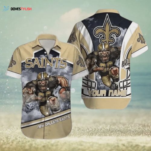 New Orleans Saints Football Custom Name Print Hawaiian Shirt Unisex Gift Tee 2024