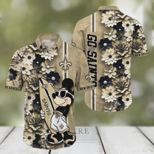 New Orleans Saints NFL Aloha Mickey Pattern Hawaiian Shirt